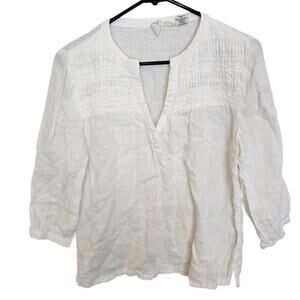 Joie Top Linen Blouse Women S White V Neck Blouse Smocked Top Linen Top Women